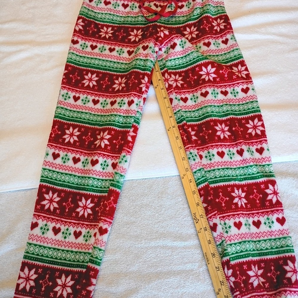 Secret Treasures Pajama Pants Womens Medium Red Green Excellent Fair Isle Fleece